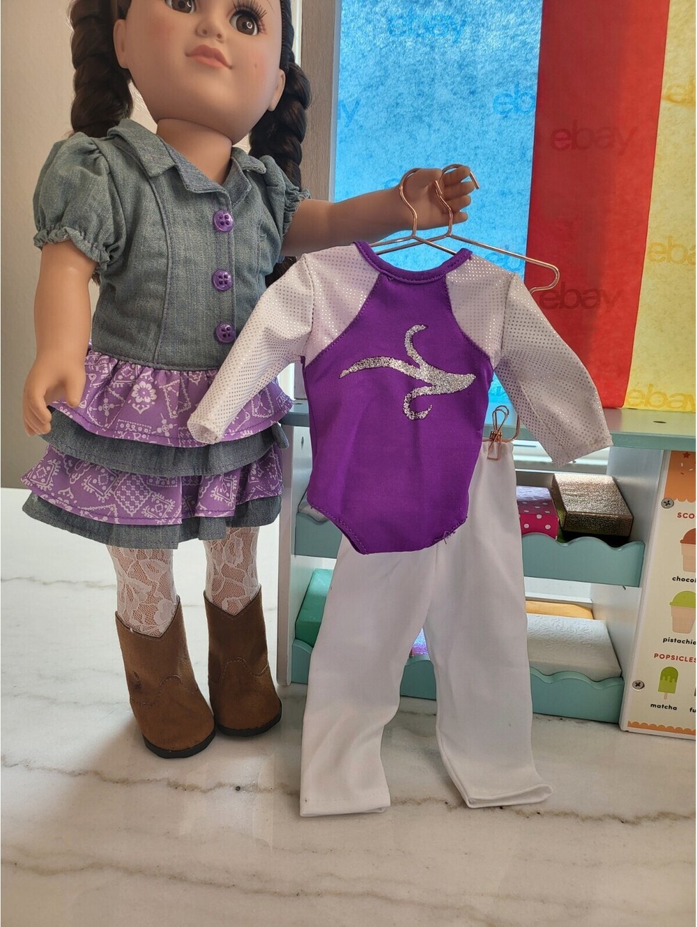 18” Doll Clothing 2 Pc Set Fits/w OG Battat American Girl EUC Clean A14 Gym